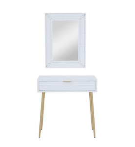 WOOD SINGLE DRAWER CONSOLE TABLE WITH MIRROR, SET OF 2 31", 31"H
