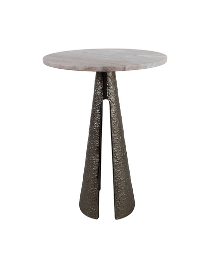 ANTIQUE BRASS MARBLE TOP ACCENT TABLE MULT