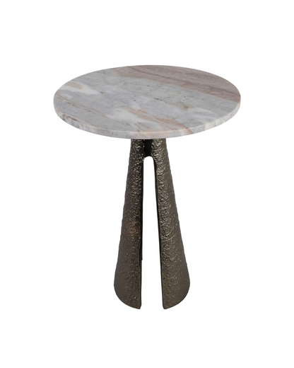 ANTIQUE BRASS MARBLE TOP ACCENT TABLE MULT