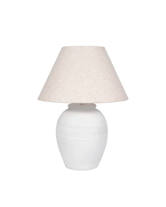 ARTISAN JUG TABLE LAMP TAPERED SHADE, WHITE / BEIGE 27''