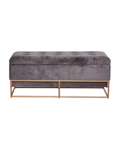 GRAY METAL STORAGE BENCH WITH GOLD BASE