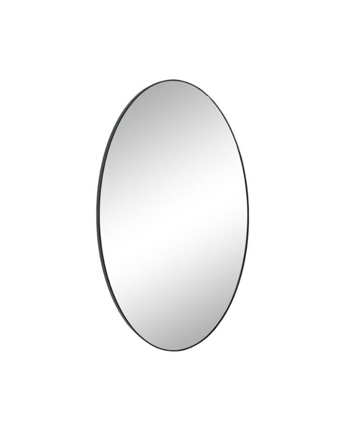 BLACK WOOD OVAL SHAPED WALL MIRROR WITH THIN MINIMALISTIC FRAME, 24" X 1" X 40"