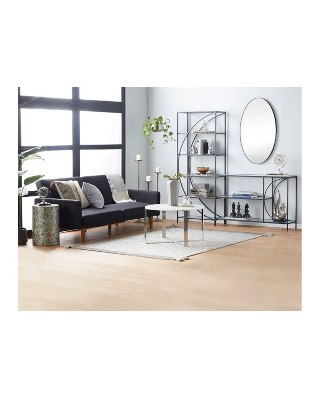 BLACK OVAL SHAPED WALL MIRROR