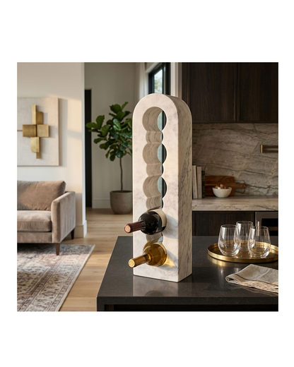 BOTTLE MARBLE WINE RACK, WHITE / GREY