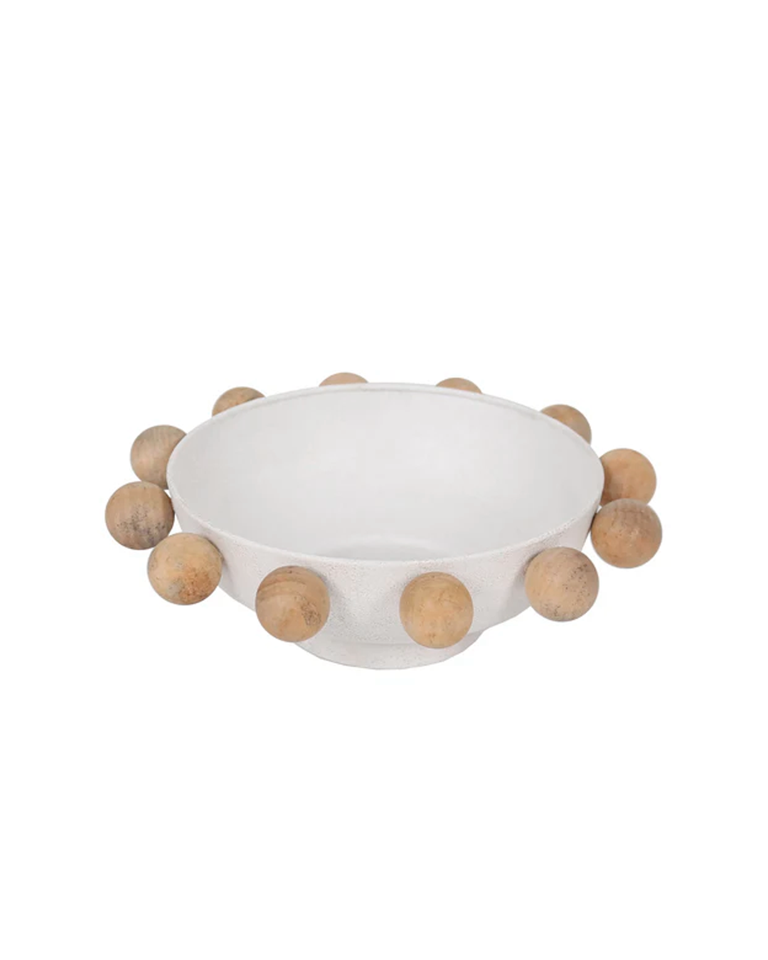 BOWL WITH LARGE WOODEN KNOBS WHITE 13'' / -25%