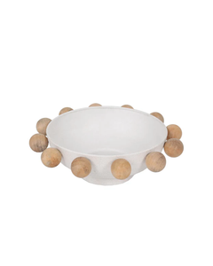 BOWL WITH LARGE WOODEN KNOBS WHITE 13'' / -25%