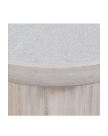 CARVED WOOD BASE MARBLE TOP