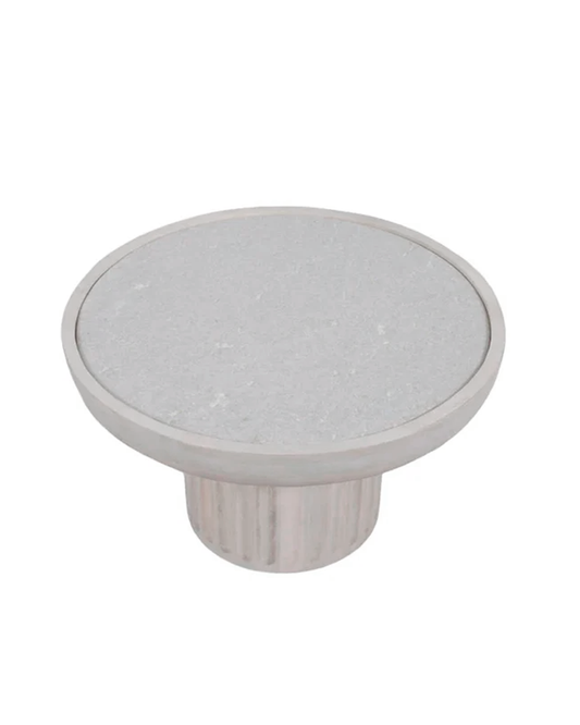 CARVED WOOD BASE MARBLE TOP