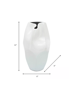 CER 14"H ABSTRACT VASE, WHITE / -20%
