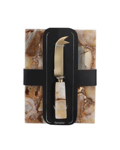 EUCLID BROWN AGATE AND MARBLE CHEESEBOARD