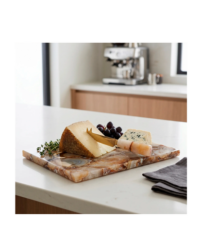 EUCLID BROWN AGATE AND MARBLE CHEESEBOARD