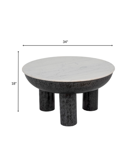 CHUNKY LEG COFFE TABLE MARBLE TOP