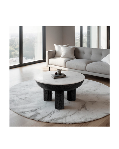 CHUNKY LEG COFFE TABLE MARBLE TOP
