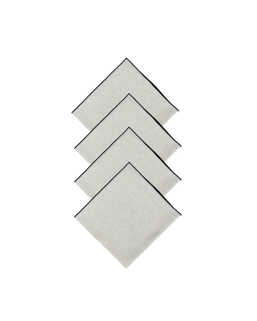 CONTRAST TRIM LINEN NAPKINS SET OF 4