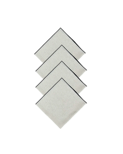 CONTRAST TRIM LINEN NAPKINS SET OF 4