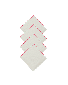 CONTRAST TRIM LINEN NAPKINS SET OF 4