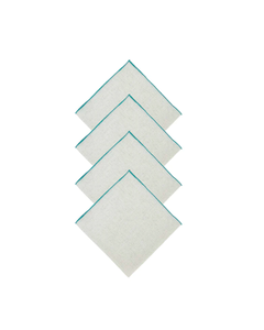 CONTRAST TRIM LINEN NAPKINS SET OF 4