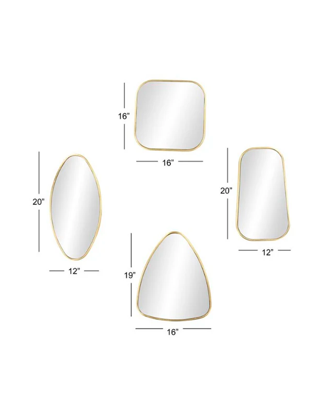 COSMOPOLITAN GOLD  WALL MIRROR WITH VARYING SHAPES