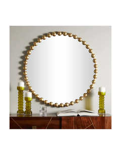COSMOPOLITAN GOLD METAL WALL MIRROR ROUND
