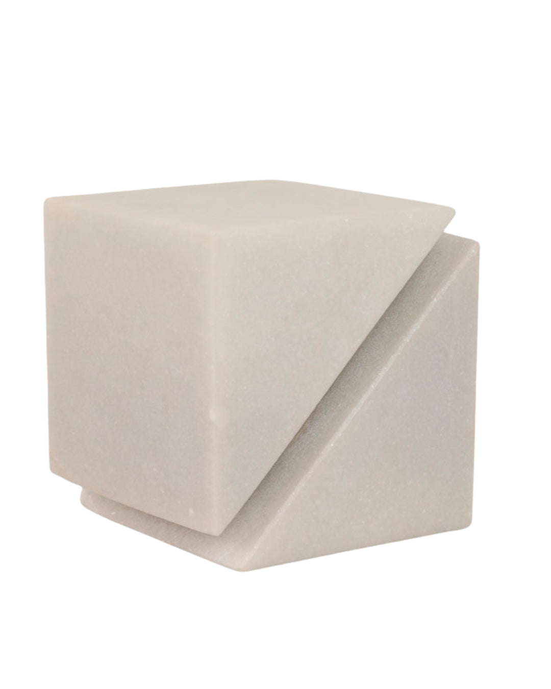 4" CUT MARBLE CUBE WHITE