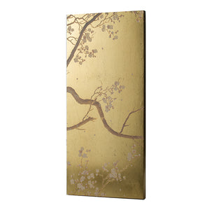 WALL ARTSCHERRY BLOSSOM WALL ART PANELS, GOLD & PINK, METALLIC ACCENT / SET OF 2