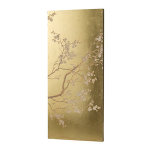 WALL ARTSCHERRY BLOSSOM WALL ART PANELS, GOLD & PINK, METALLIC ACCENT / SET OF 2