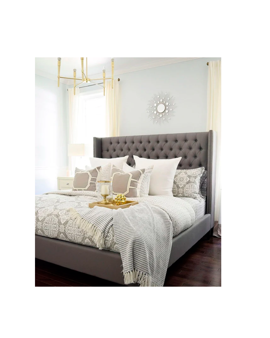 DIAMOND TUFTED BED WITH STUDS