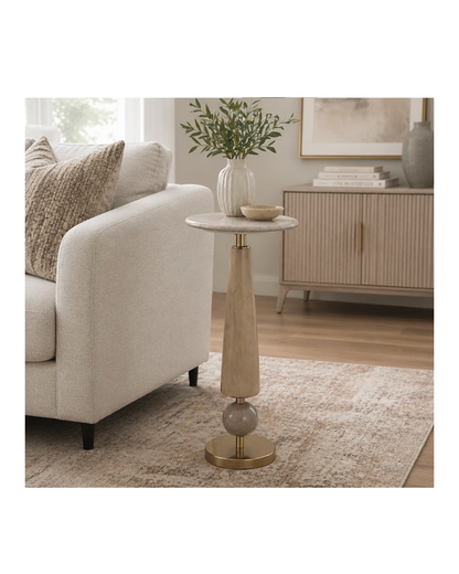 REECE WOOD AND MARBLE ACCENT TABLE
