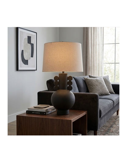 EARED TOTEM TALBE LAMP BLACK