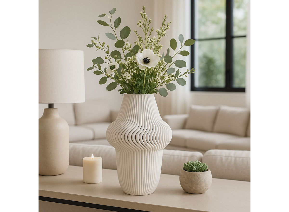 ANTILLES 3D PRINTED VASE IVORY / BEIGE