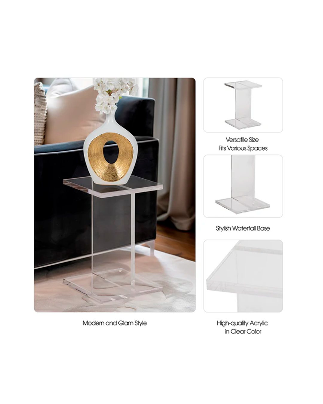 12'' HAZLEY ACRYLIC ACCENT TABLE