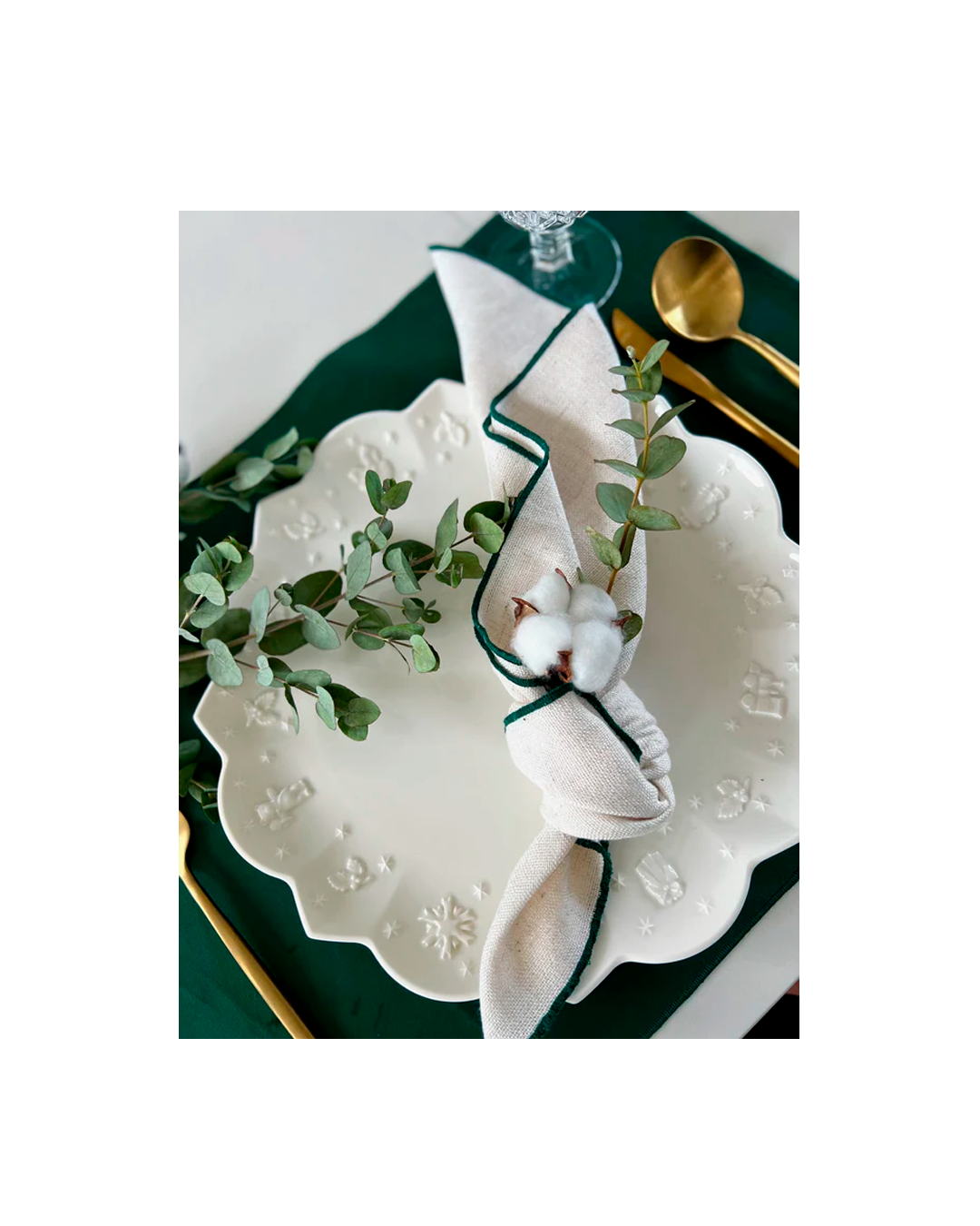 CONTRAST TRIM LINEN NAPKINS SET OF 4