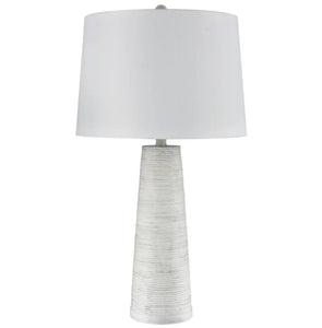 WHITE WASHED CONE TABLE LAMP