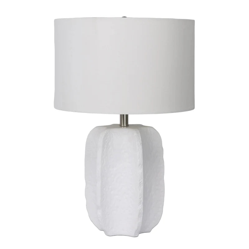 TEXTURED JAGGED TABLE LAMP, WHITE 24'' /-25%