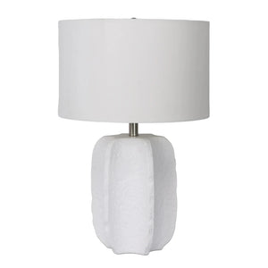 TEXTURED JAGGED TABLE LAMP, WHITE 24'' /-25%