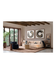 WOOD / MARBLE 34'' D REEDED COFFEE TABLE, KD 2 BOXES / -25%