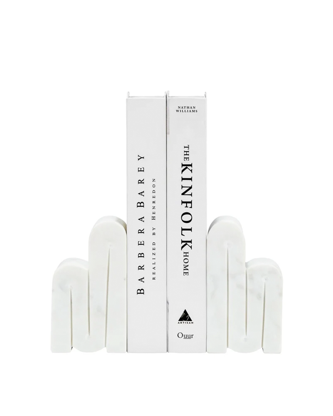 MARBLE, S/2 6"H SWIRLY BOOKENDS, WHITE
