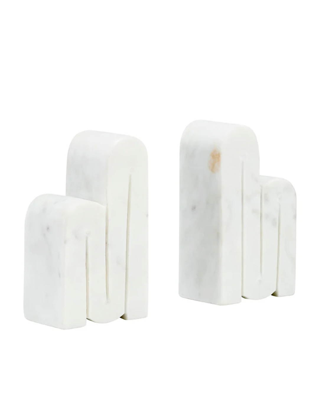 MARBLE, S/2 6"H SWIRLY BOOKENDS, WHITE