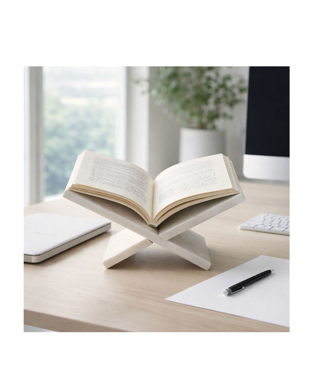 MARBLE BOOKSTAND, WHITE