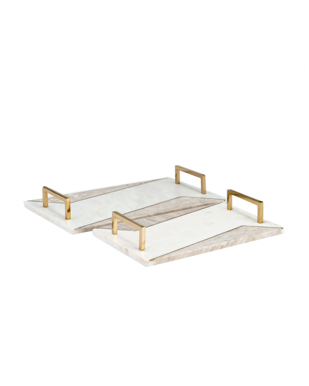 MARBLE TRAYS W/ HANLDE WHITE