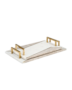 MARBLE TRAYS W/ HANLDE WHITE