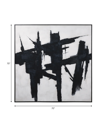 MIKUN BLK WHT HANPAINTED WALL ART