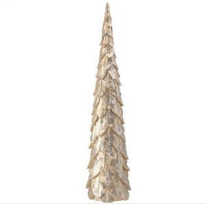 20" RSN GLITTER CHAMPAGNE LEAF TREE