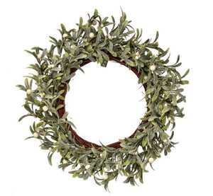 22" FROSTED WP MISTLETOE BERRY WREATH