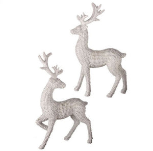 18" RESIN FROSTED WHITE RATTAN DEER C/U -40%