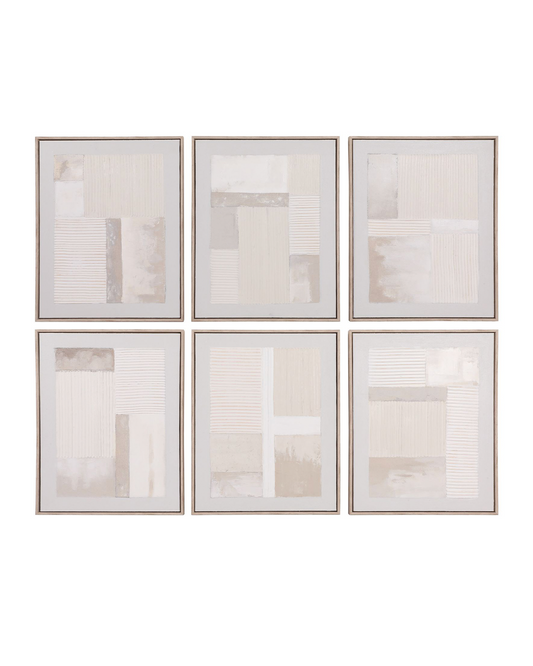 NEMAN CREAM HANDPAINTED WALL ART S/6