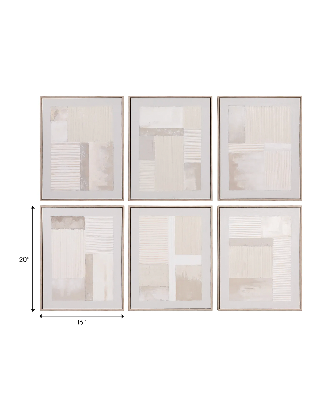 NEMAN CREAM HANDPAINTED WALL ART S/6