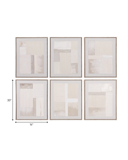 NEMAN CREAM HANDPAINTED WALL ART S/6
