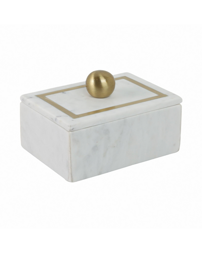 RECTANGULAR BOX - KNOB, WHITE