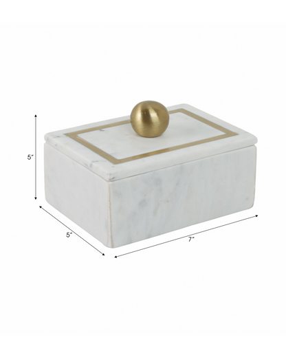 RECTANGULAR BOX - KNOB, WHITE